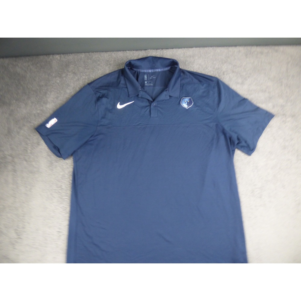Memphis Grizzlies NBA Polo Nike Dri-FIT Shirt Mens XL Navy Blue Performance Top